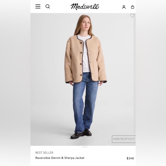 Madewell Reversible Denim & Sherpa Jacket NWT size Small - Picture 6 of 13